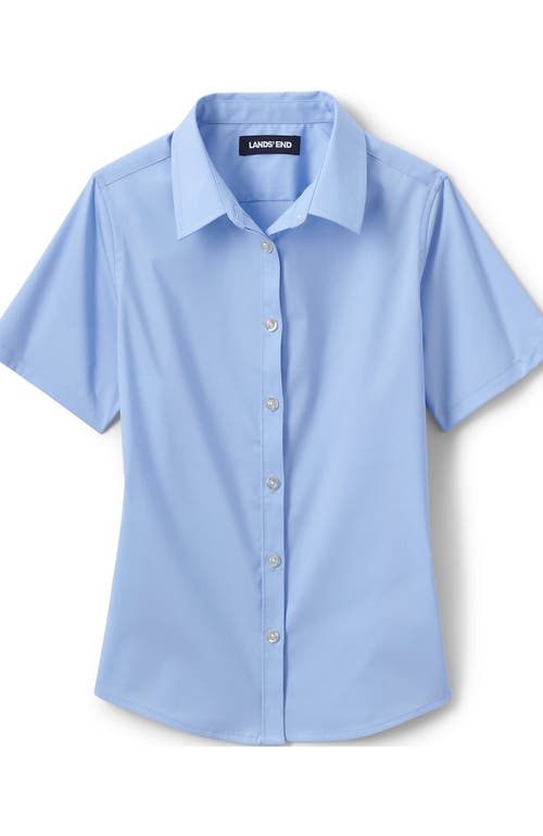 Lands' End School Uniform Girls No Gape Short Sleeve Stretch Shirt In Light Sea Blue