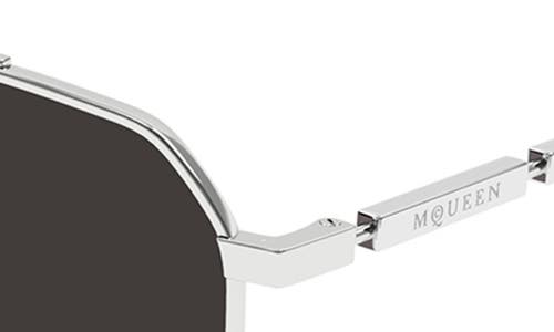 Shop Alexander Mcqueen 59mm Pilot Sunglasses In Silver