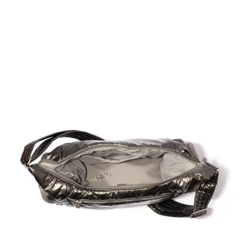 Baggallini Banana Sling Crossbody Shoulder Bag In Gunmetal Puff