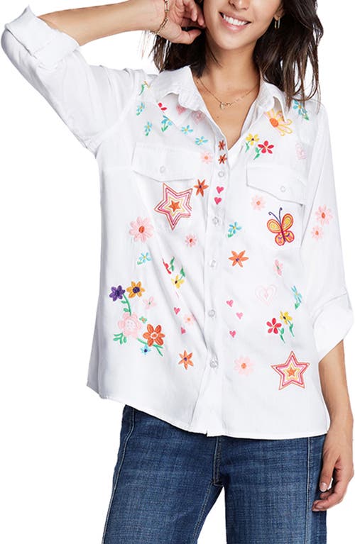 Billy T Sketchbook Embroidered Button-Up Shirt White at Nordstrom,