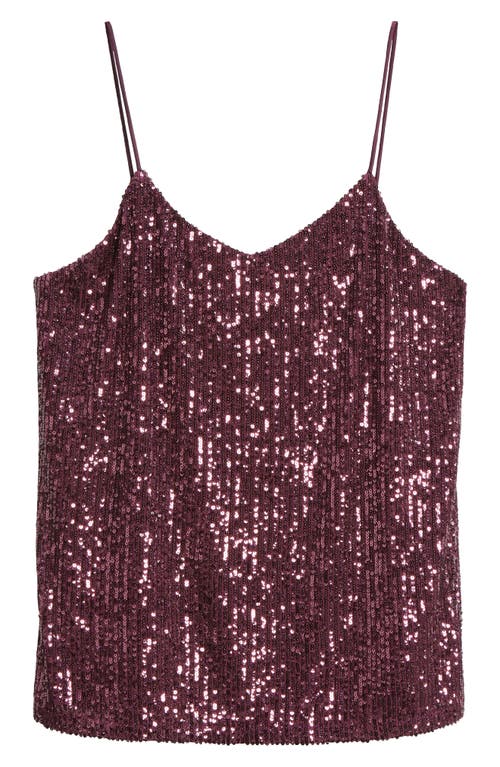 Shop Anne Klein Sequin Camisole In Deep Plum