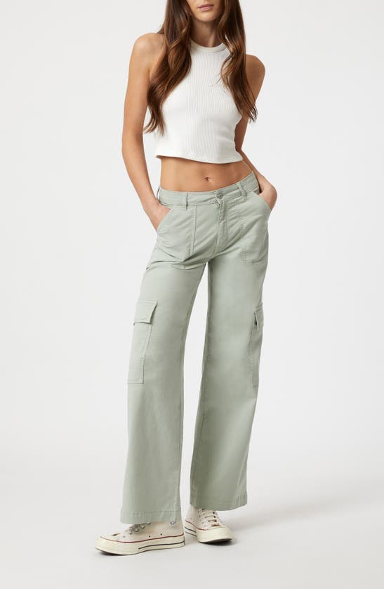 Shop Mavi Jeans Alva Luxe Twill Cargo Pants In Mineral Green