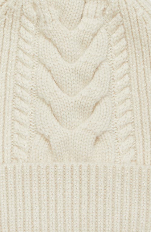 Lafayette 148 New York Pompom Cable Stitch Cashmere & Silk Beanie In Buff Melange