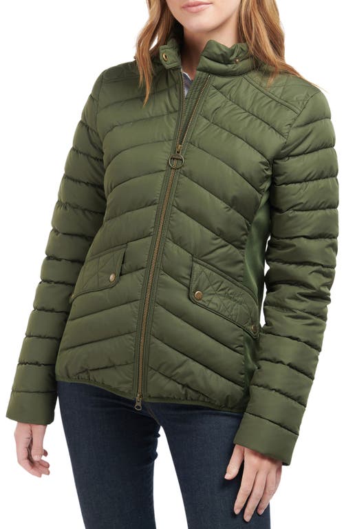 Barbour Stretch Cavalry Quilted Jacket In Olive/olive Marl
