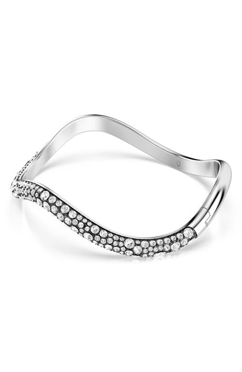 Swarovski Sublima Crystal Wavy Bangle Bracelet In Silver/white