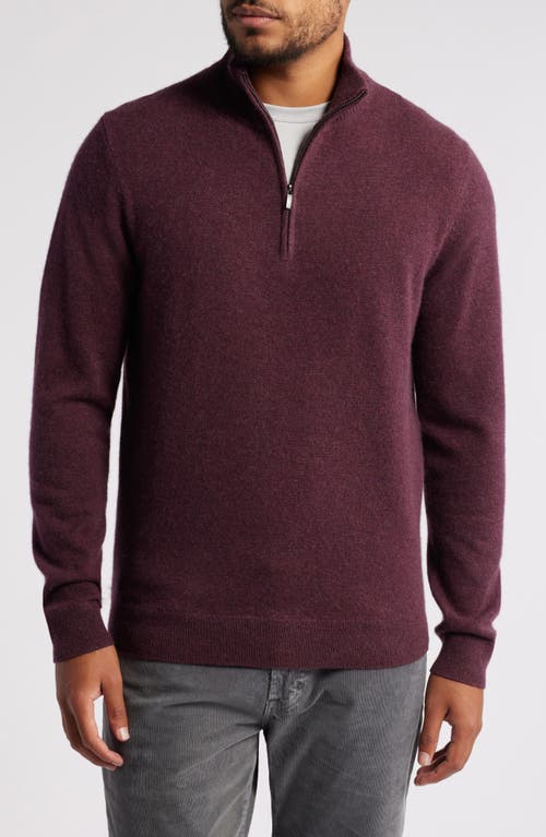 Nordstrom Cashmere Quarter Zip Pullover Sweater In Burgundy