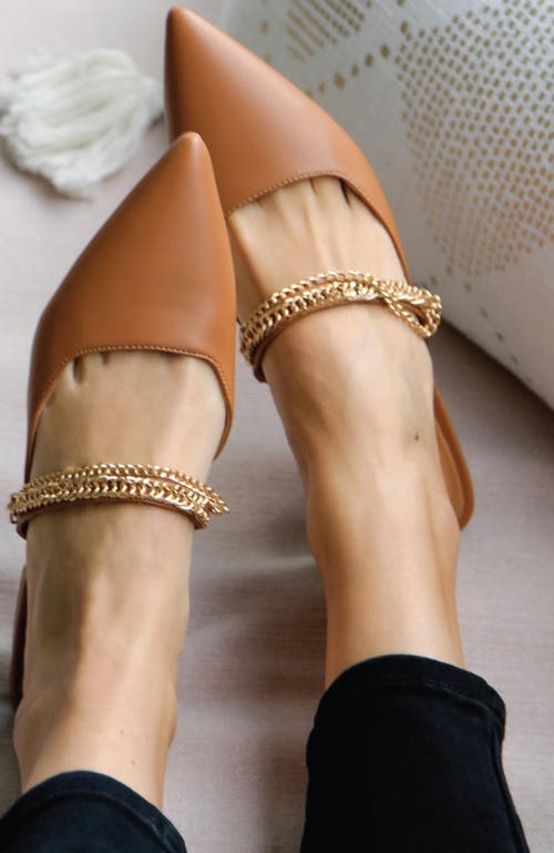 Belle & Bloom On The Go Leather Flat In Camel