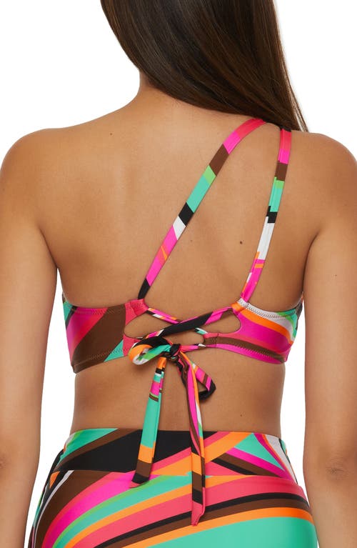 Trina Turk Swoop One-shoulder Bikini Top In Pink Multi