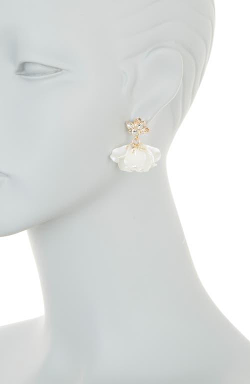 Shop Tasha Imitation Pearl Flower Dangle Earrings In Gold/ivory