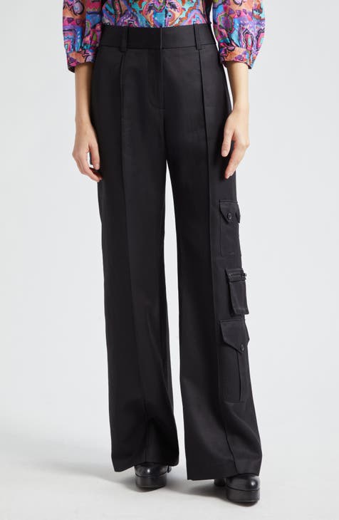 Topshop Petite cupro flared pants with front slits in washed black