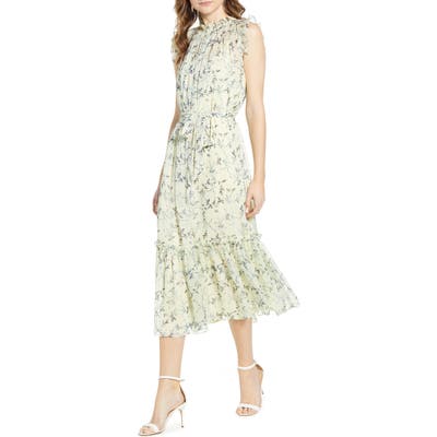 Cece Wisteria Vines Sleeveless Dress, Yellow