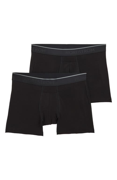 Nordstrom 2-Pack 5-Inch Modern Stretch Supima® Cotton Boxer Briefs in Black