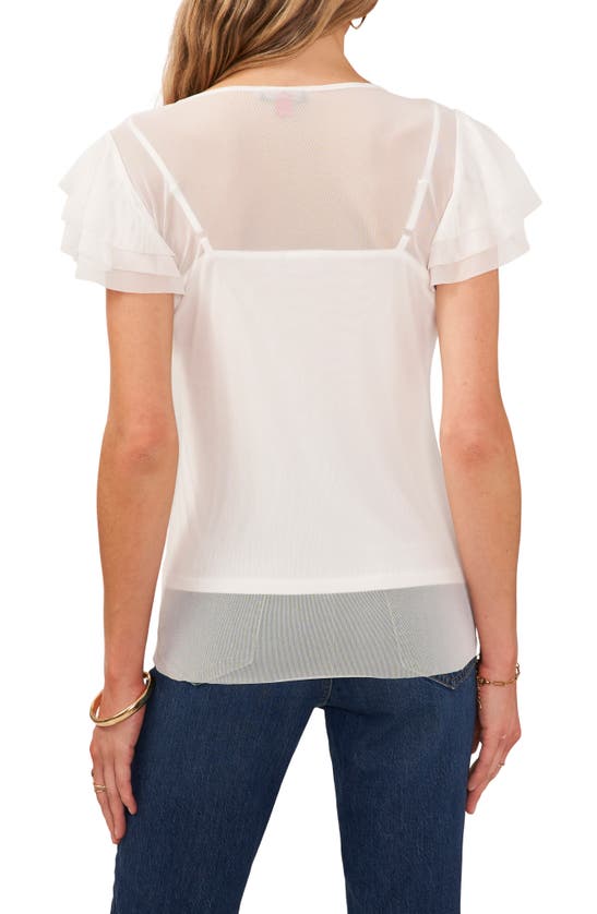 Shop Vince Camuto Embroidered Mesh Top In Ultra White
