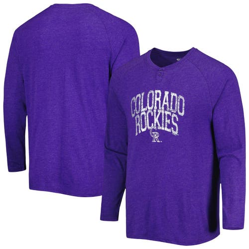 Men's Concepts Sport Purple Colorado Rockies Inertia Raglan Long Sleeve Henley T-Shirt