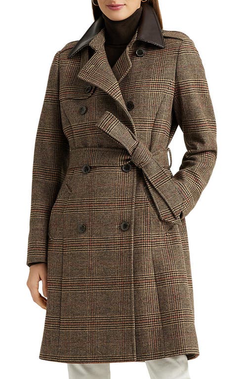 Lauren Ralph Lauren Houndstooth Trench Coat in Heritage Plaid