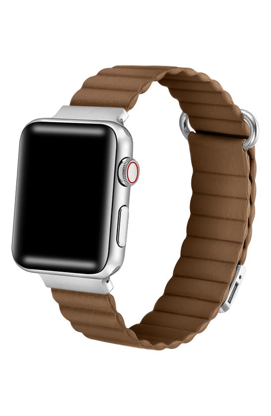 Shop The Posh Tech Dakota Magnetic Leather Apple Watch® Watchband In Brown