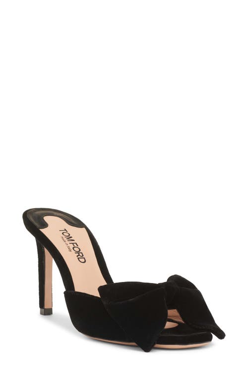 Shop Tom Ford Brigitte Bow Slide Sandal In Black Velvet