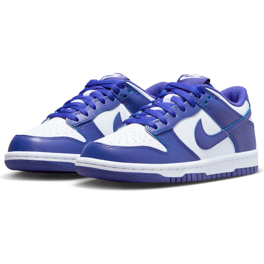 Nike Kids' Dunk Low Basketball Sneaker In White/concord/red