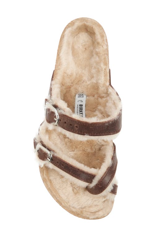 Shop Birkenstock Arizona Slide Sandal With Genuine Shearling In Taupe