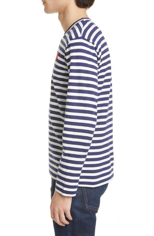 Shop Comme Des Garçons Play Stripe T-shirt In Navy/white