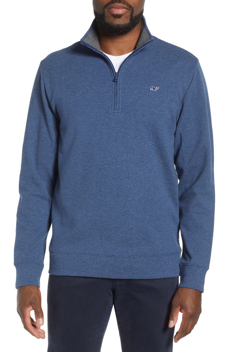 VINEYARD VINES Saltwater Quarter Zip Pullover, Main, color, DEEP BAY