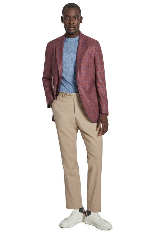 Shop Jack Victor Hampton Windowpane Stretch Slub Wool & Silk Blend Sport Coat In Berry