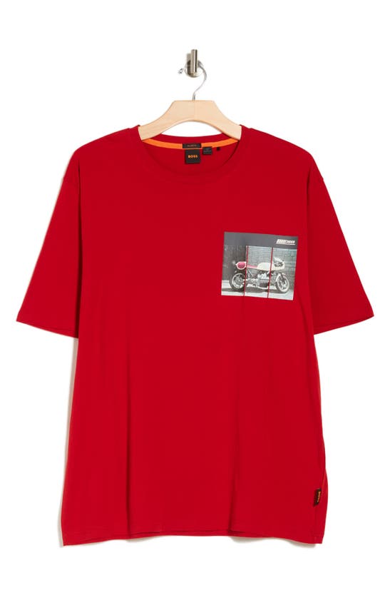 Hugo Boss Boss Motor Graphic T-shirt In Bright Red