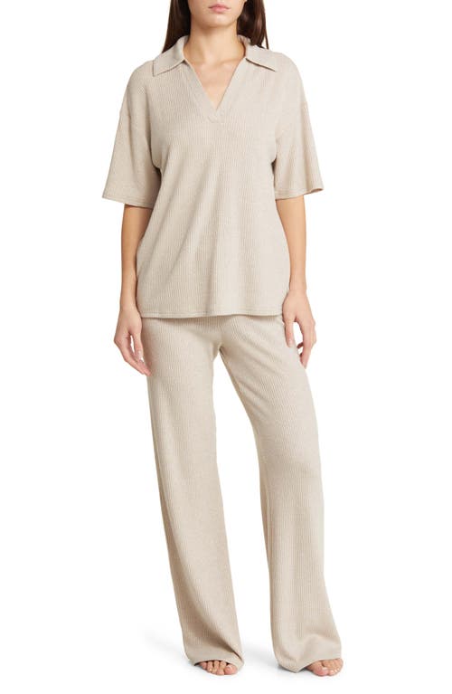 Open Edit Rib Pajamas in Tan Doeskin at Nordstrom, Size Small