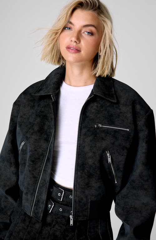 Shop Nasty Gal Oversize Faux Suede Bomber Jacket In Black