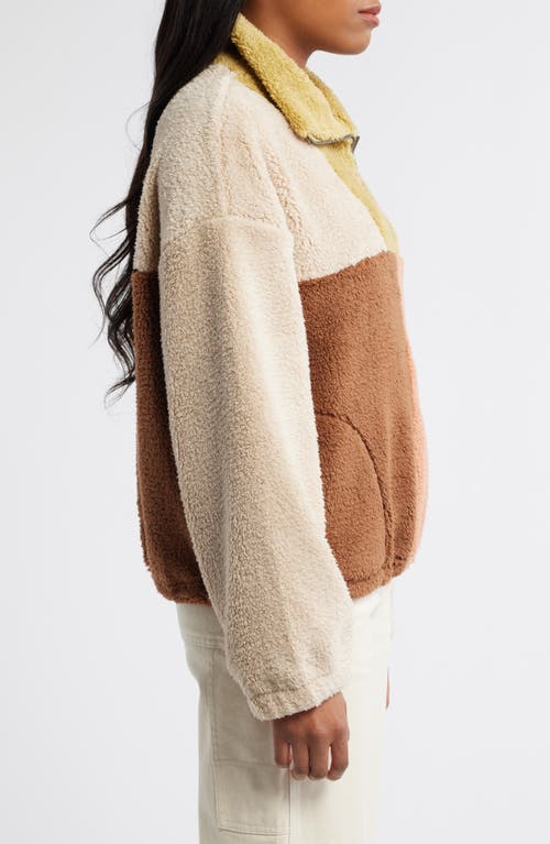 Rip Curl Block Party High Pile Fleece Jacket In Natural