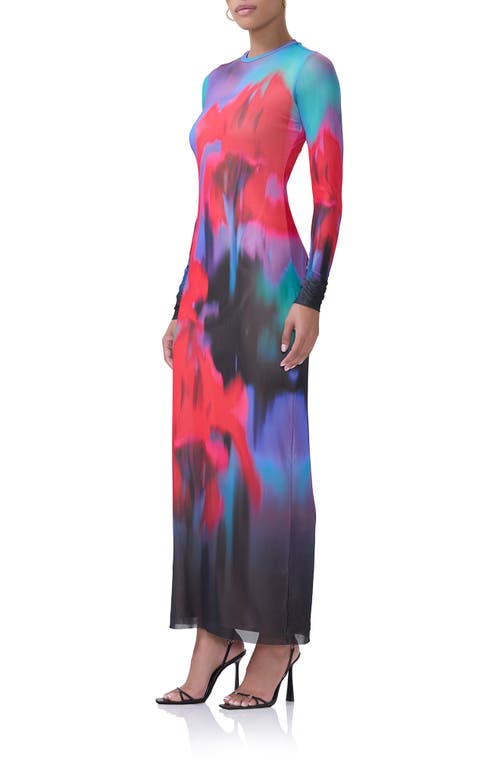 Shop Afrm Didi Long Sleeve Mesh Maxi Dress In Romantic Fleur