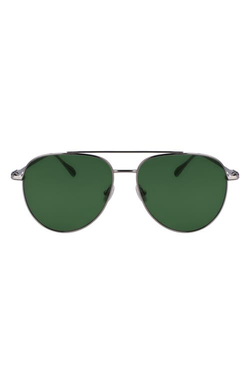 Ferragamo Gancini Evolution 61mm Aviator Sunglasses In Light Ruthenium/green