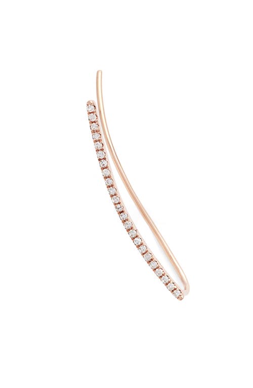 EF Collection Diamond Bar Ear Crawler in Rose Gold - Right