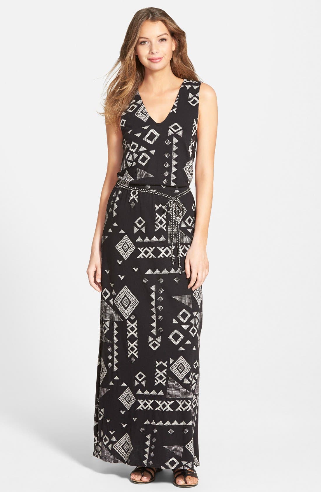 Lucky Brand 'Gia' Patchwork Print Jersey Maxi Dress Nordstrom