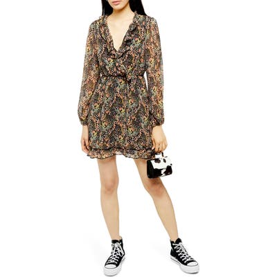 Topshop Ruffle Forest Minidress, US (fits like 0-2) - Black