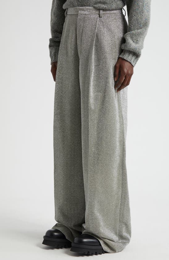 Shop Erl Gender Inclusive Tailored Lamé Pants In Gunmetal