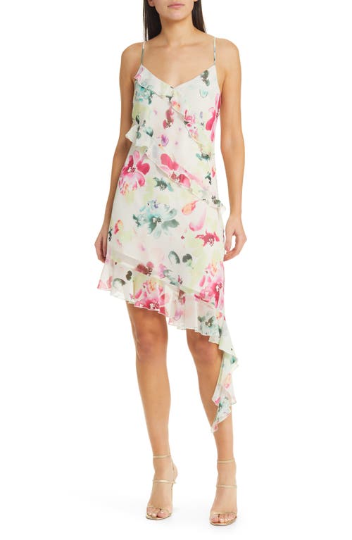 Steve Madden Carmenita Floral Asymmetric Chiffon Dress Ivory Multi at Nordstrom,