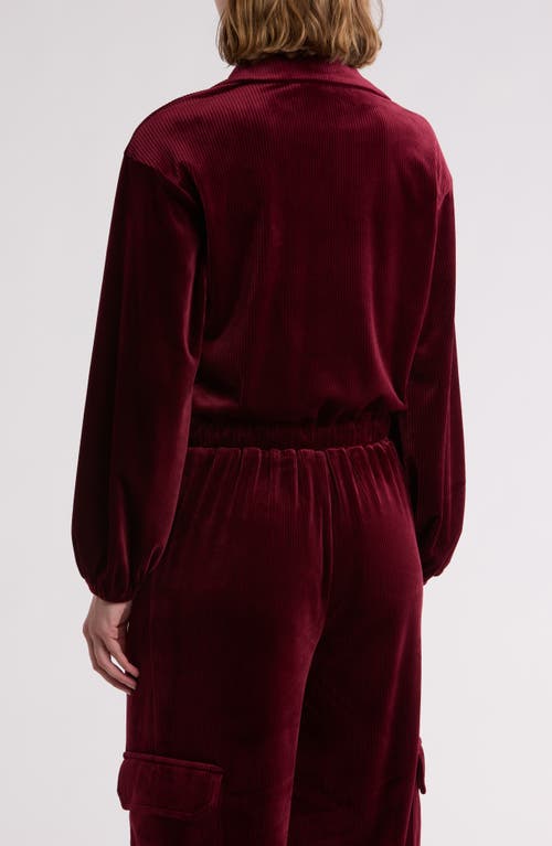 Gemma + Jane Long Sleeve Drawstring Waist Corduroy Top In Biking Red