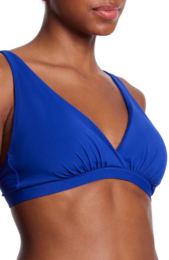 Hanky Panky Wrap Front Bikini Top In Poolside Blue Solid