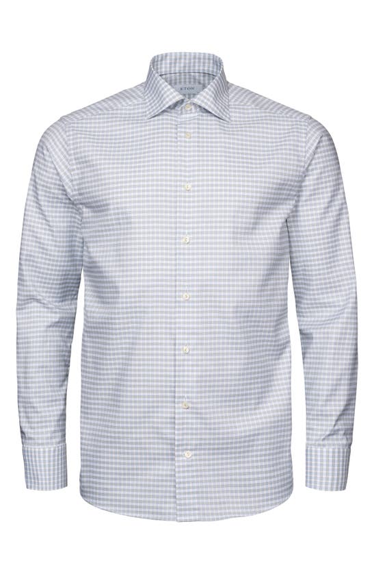 Shop Eton Contemporary Fit Check Dress Shirt In Light Blue