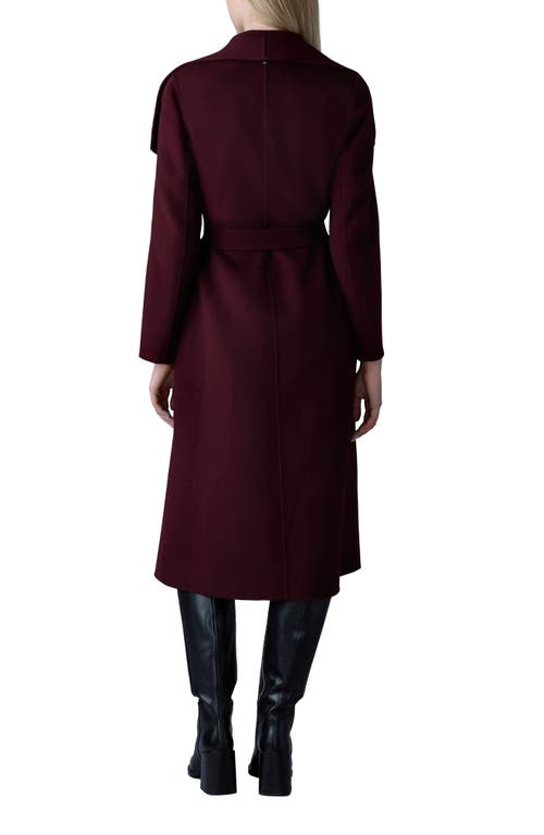 Shop Mackage Mai Wool Long Wrap Coat In Garnet