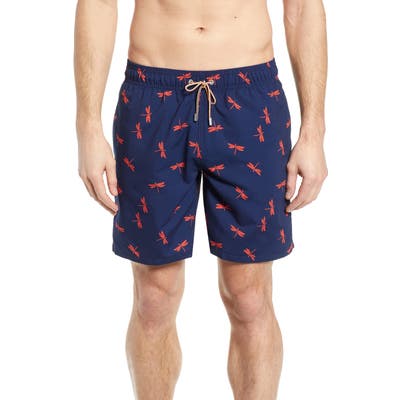 Bugatchi Print Swim Trunks, Blue