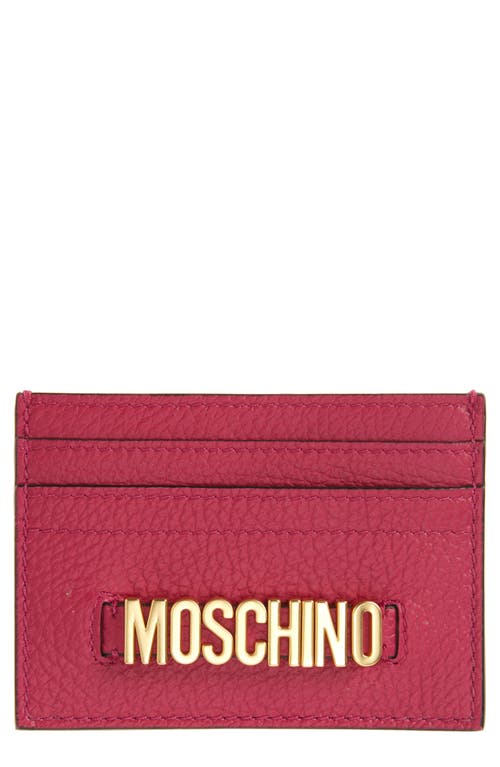 Moschino Logo Leather Card Case in Violet