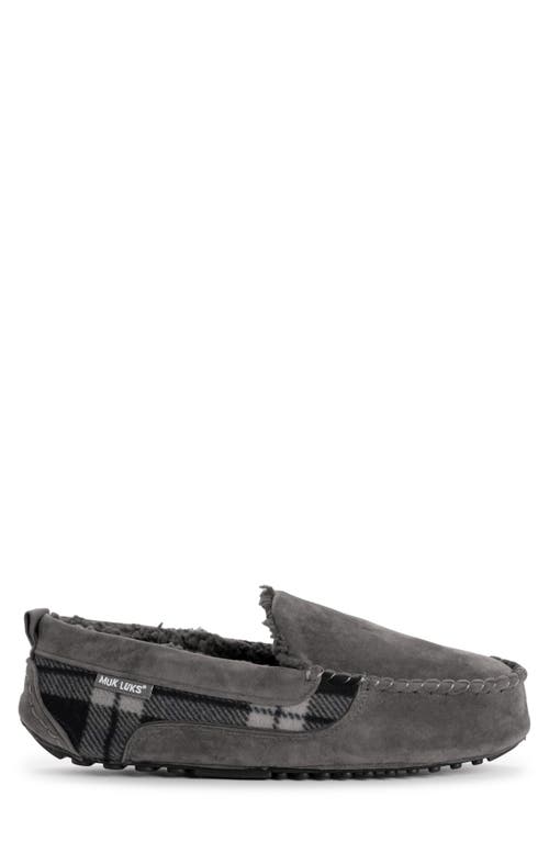 Muk Luks Emmett Mens Faux Fur Slip On Moccasin Slippers In Grey