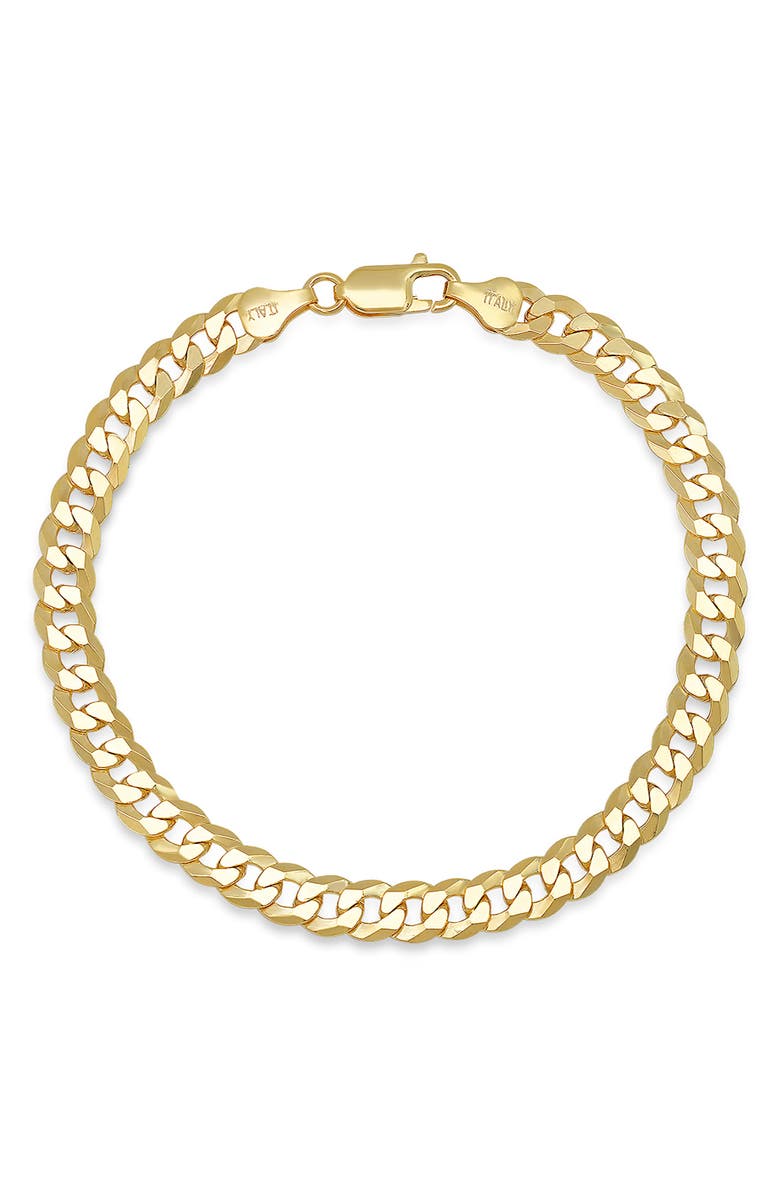 HMY JEWELRY 14K Gold Plate Sterling Silver Chain Bracelet, Main, color, Gold