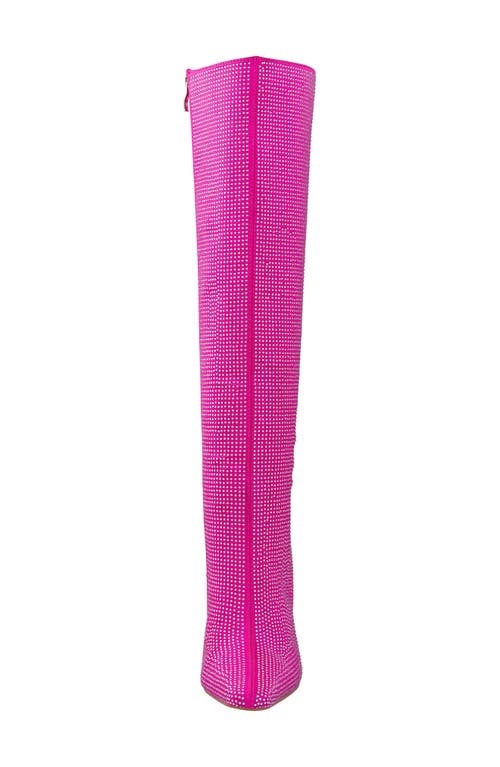 Lady Couture Women's Rhinestone Stiletto Tall Boots In Fuchsia