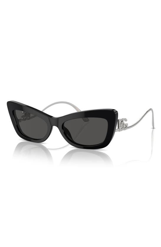 Shop Dolce & Gabbana 55mm Cat Eye Sunglasses In Black