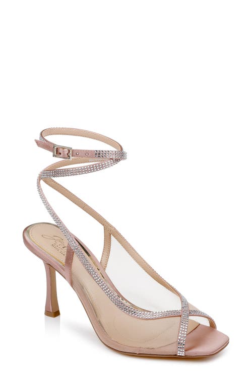 Shop Jewel Badgley Mischka Tamera Ankle Strap Sandal In Blush Mesh