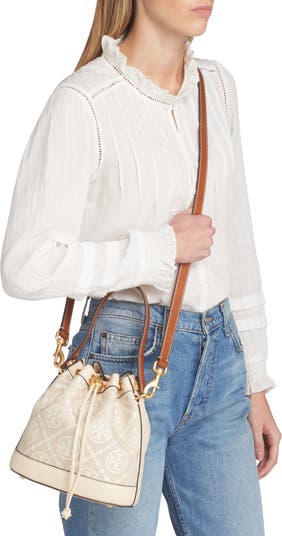 Tory Burch T Monogram Bucket Bag 1 Year Review---thecompletedlook