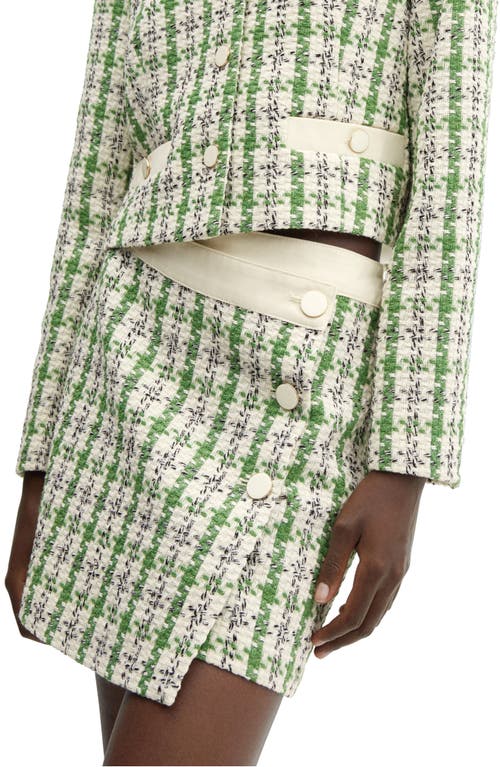 MANGO Tweed Button Wrap Miniskirt Green at Nordstrom,